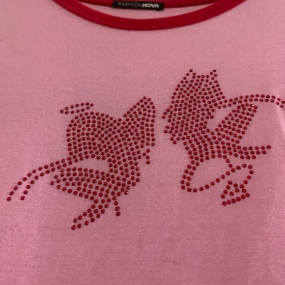 Angel and Devil Rhinestone Ringer Top - Picture 4 of 10